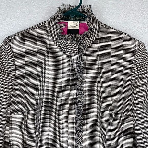 Harve Benard Vintage Houndstooth Women's 100% Wool Zipper Jacket | Size 10 - Picture 8 of 12